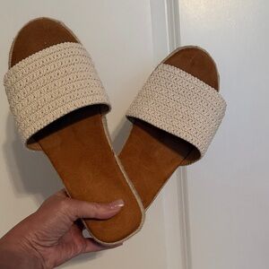 Women's Cream Slide Sandals
